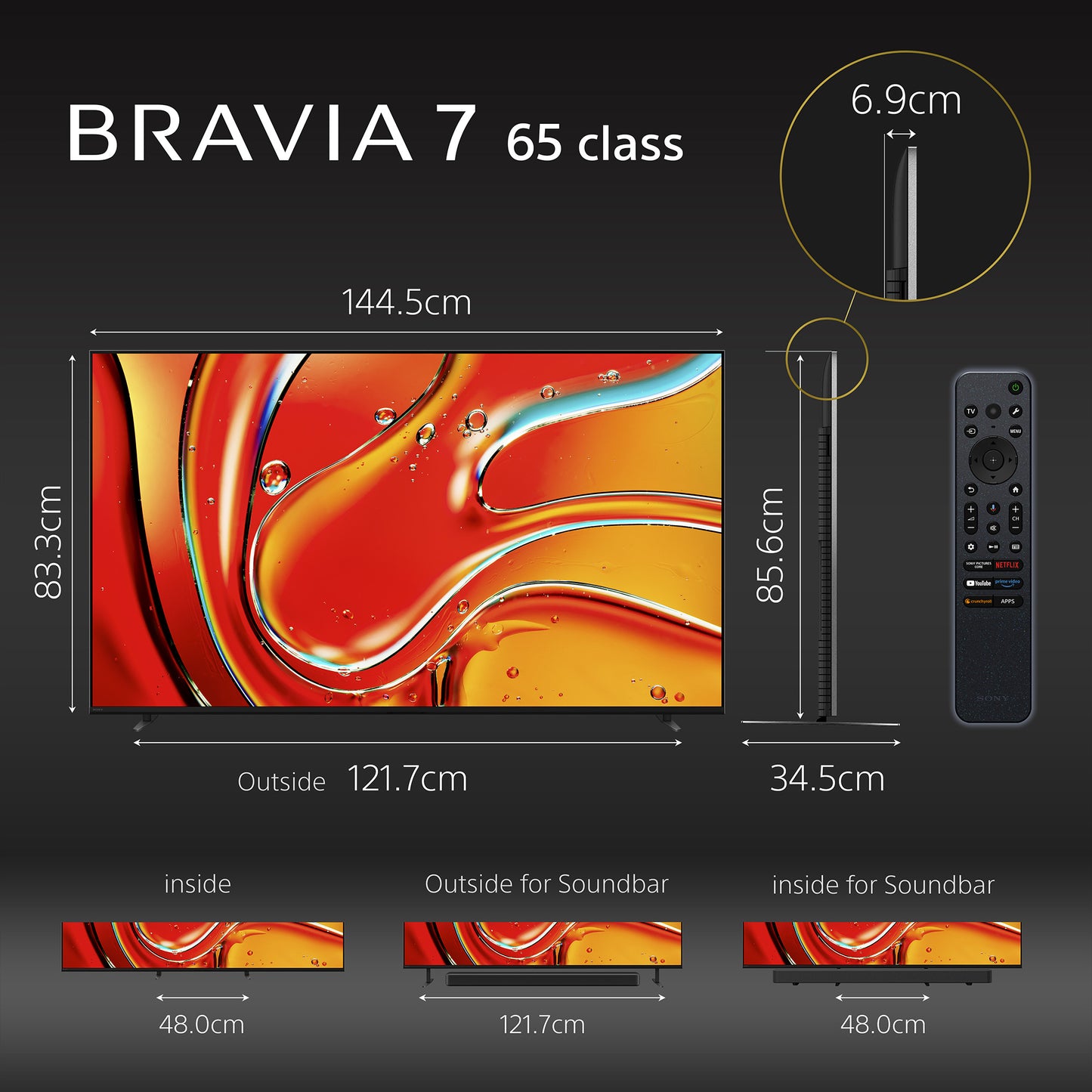 Sony | BRAVIA 7| 65 Inch |XR BACKLIGHT MASTER DRIVE TV | Perfectly balanced for movies, PS5 gaming & sports|4K HDR Smart TV (Google TV) | 2024 Model