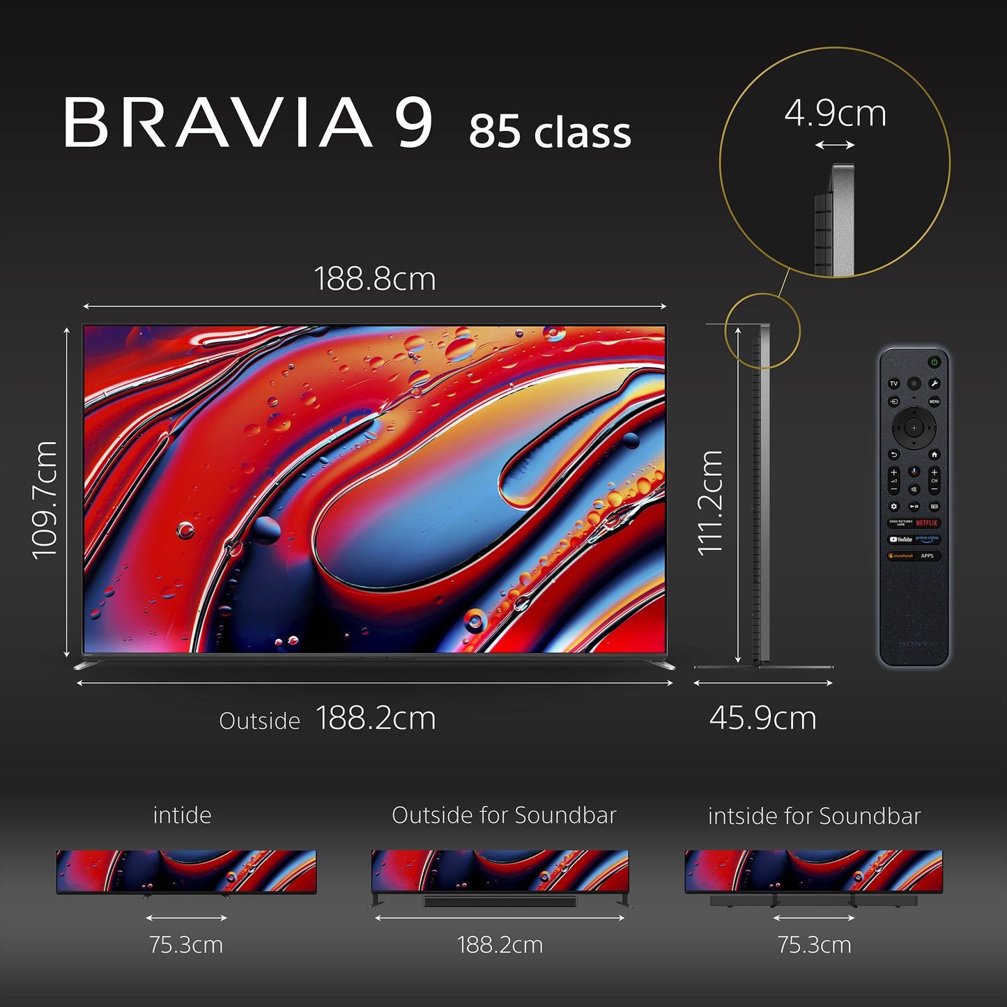 Sony | BRAVIA 9| 85 Inch |XR BACKLIGHT MASTER DRIVE TV with High Peak Luminance | Our brightest TV ever for ultimate cinema, sports & PS5 gaming |4K HDR Smart TV (Google TV) | 2024 Model