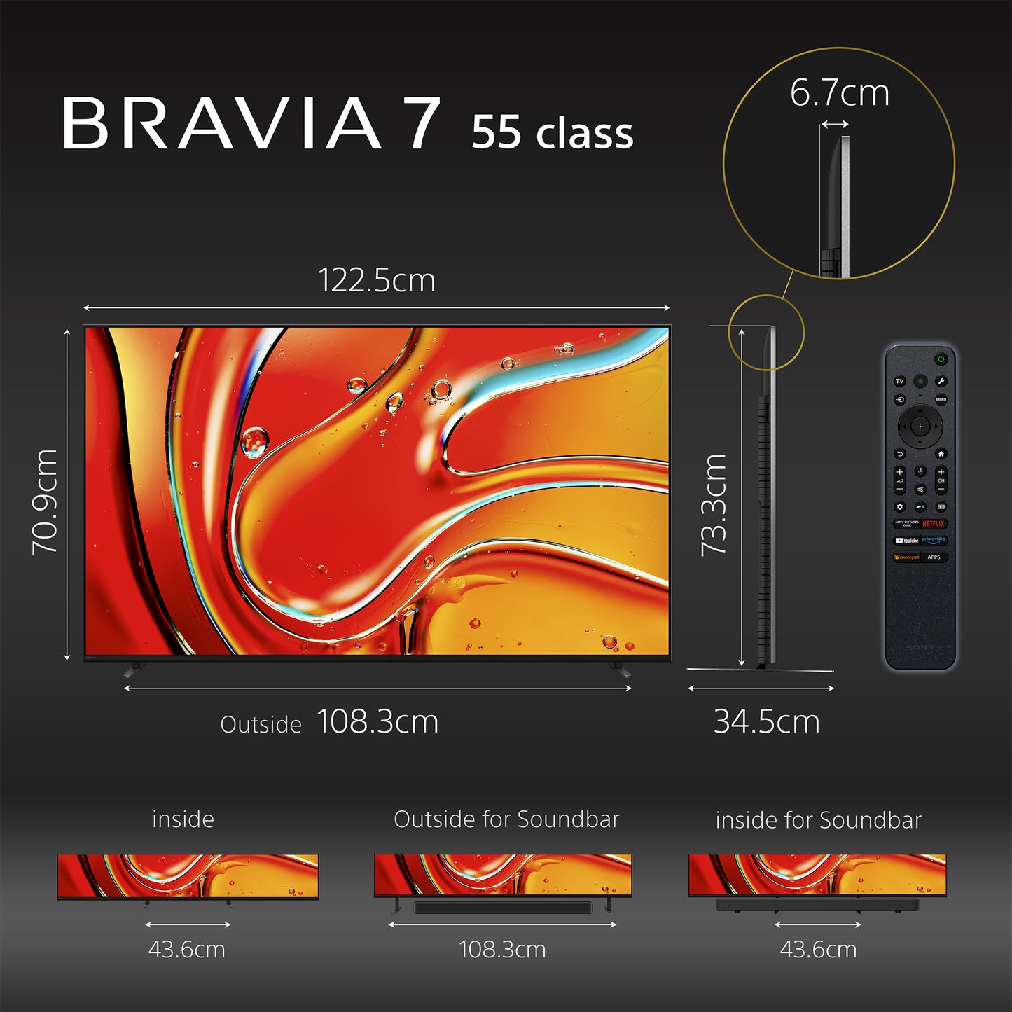 Sony | BRAVIA 7| 55 Inch |XR BACKLIGHT MASTER DRIVE TV | Perfectly balanced for movies, PS5 gaming & sports|4K HDR Smart TV (Google TV) | 2024 Model