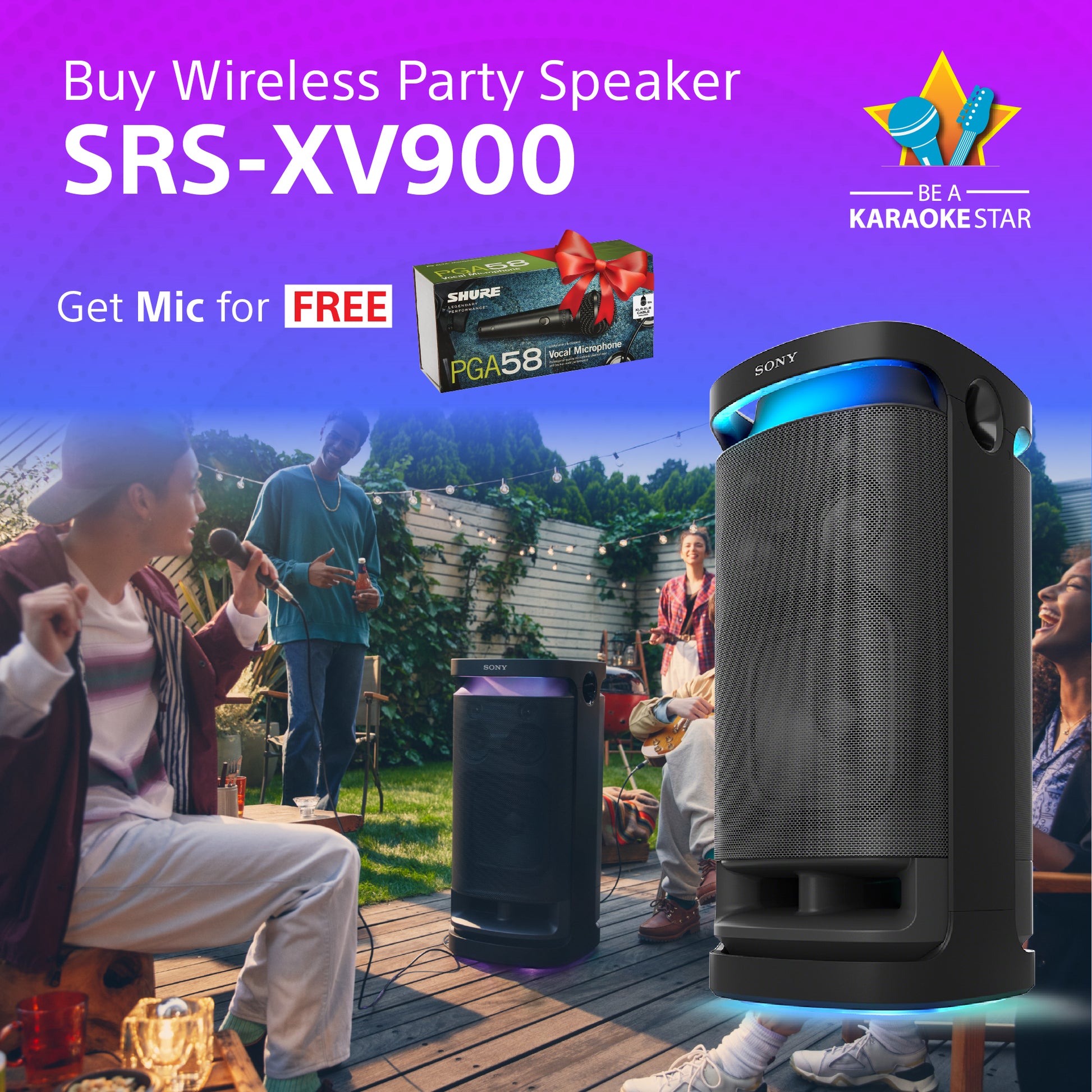Sony SRS-XV900 Bluetooth High Power Wireless Speakers With 25 Hours Battery Life and Get Free Mic