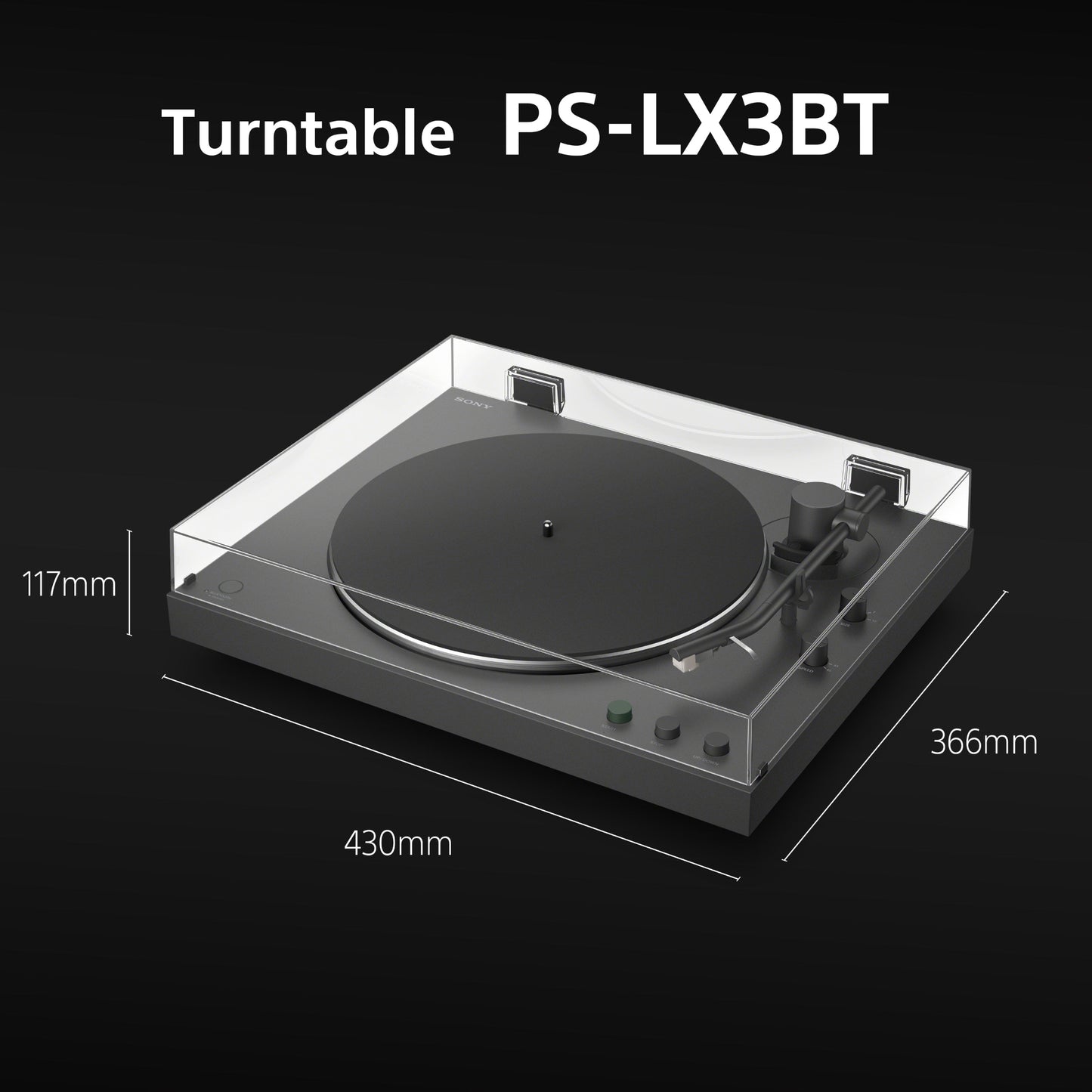 Sony PS-LX3BT Wireless Bluetooth Turntable (2026 Model) Fully Automatic Belt Drive Vinyl Record Player with Built-in Phono EQ, Black