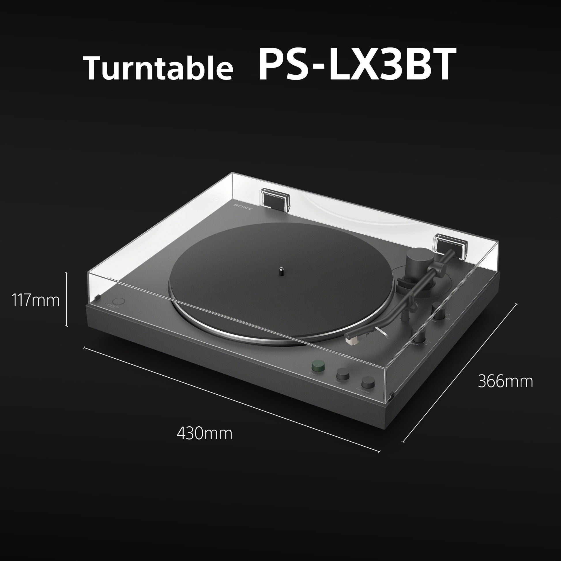 Sony PS-LX3BT Wireless Bluetooth Turntable (2026 Model) Fully Automatic Belt Drive Vinyl Record Player with Built-in Phono EQ, Black
