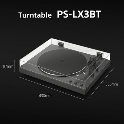 Sony PS-LX3BT Wireless Bluetooth Turntable (2026 Model) Fully Automatic Belt Drive Vinyl Record Player with Built-in Phono EQ, Black