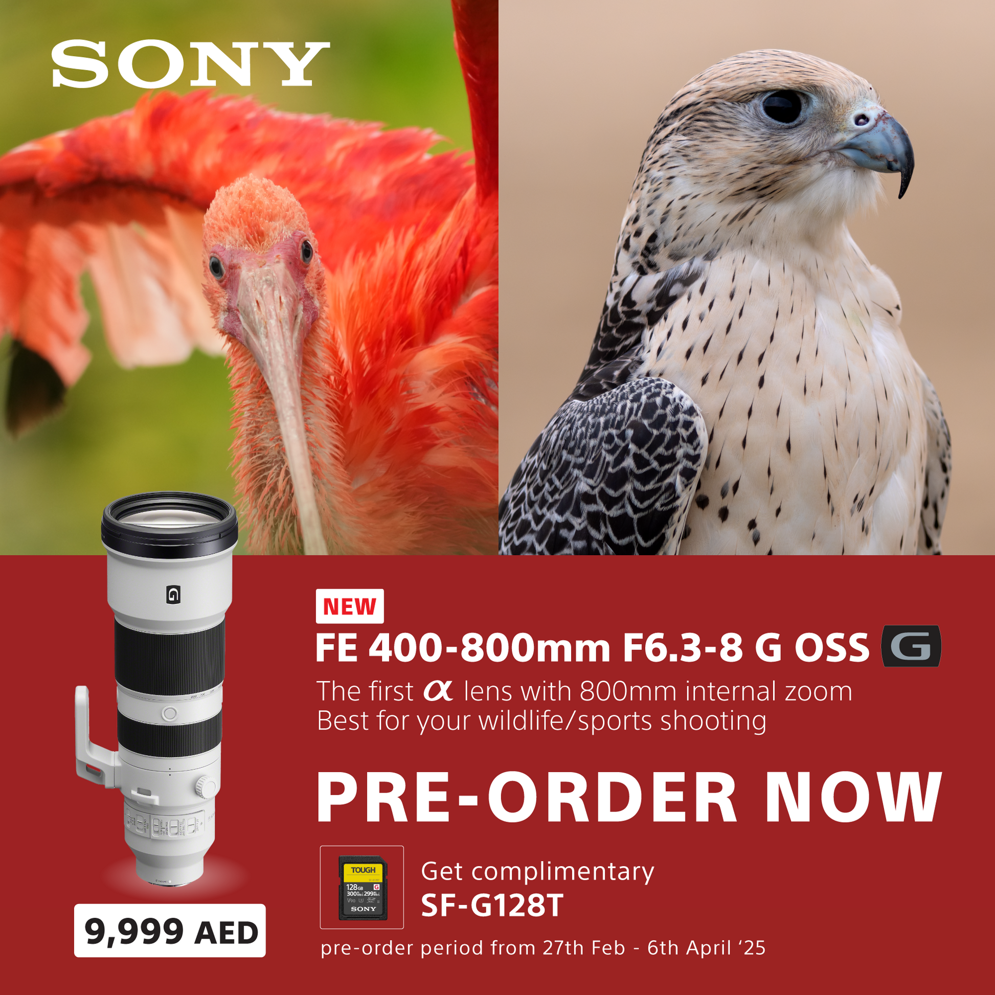 Pre-Order Sony FE 400-800 mm F6.3-8 G OSS telephoto zoom lens - SEL400800G