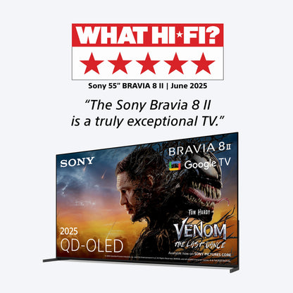 Sony | BRAVIA 8 II | 55 inch | XR Processor | QD OLED | 4K Ultra HD | High Dynamic Range (HDR) | Smart TV (Google TV) | 2025 Model